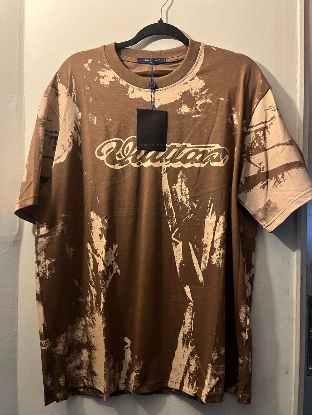 Louis Vuitton Brown & Cream Bleached-Effect Logo T-Shirt